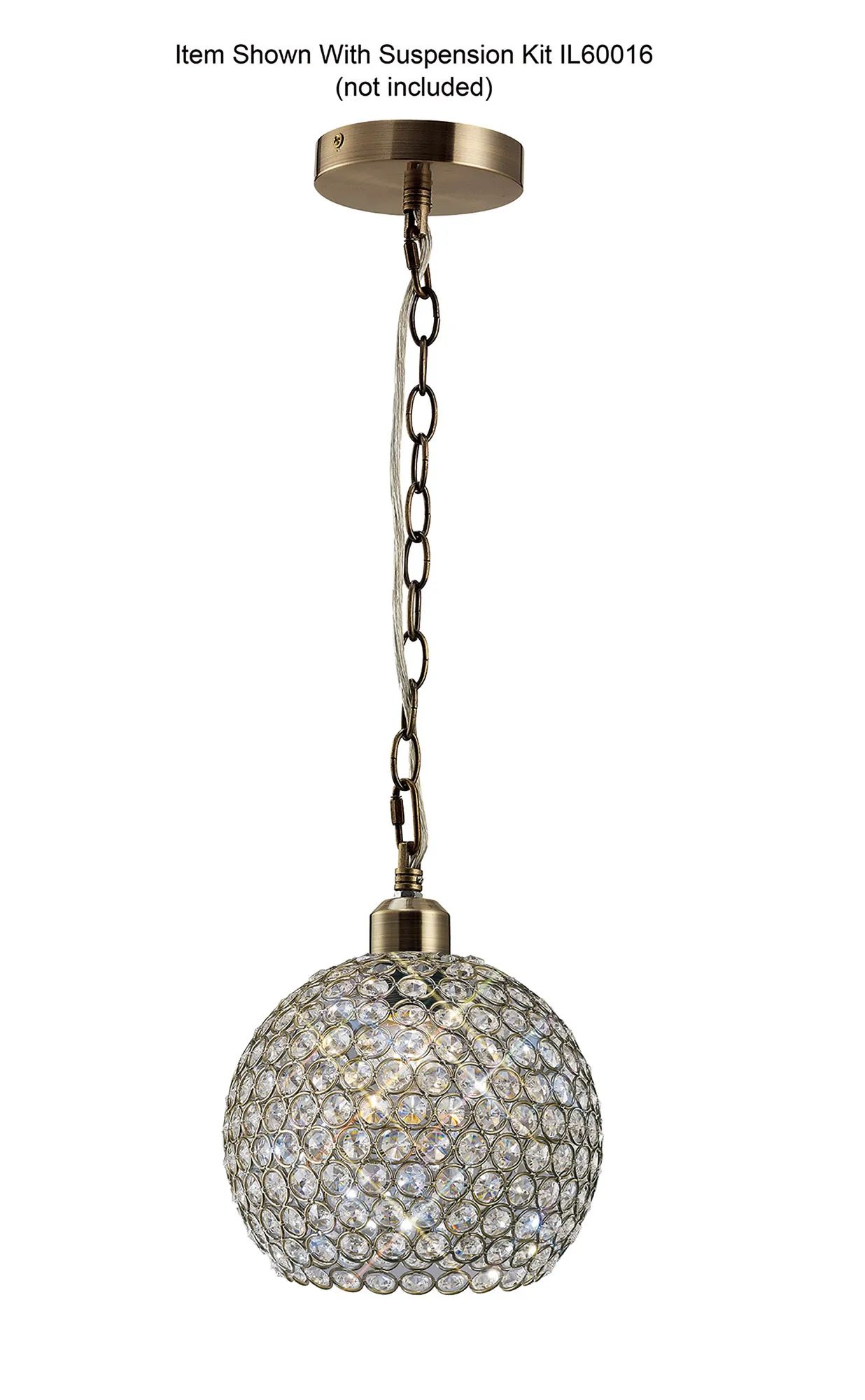 Kudo Crystal Ball Non-Electric SHADE ONLY Antique Brass IL60032  Diyas Kudo Antique Brass